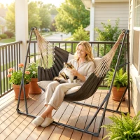 Outsunny 9.5ft Hammock Stand Only, Portable Adjustable Foldable Powder-Coated Steel Hammock Frame, Black(m-8)