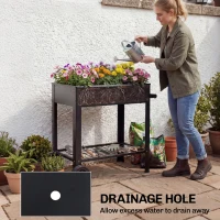 Outsunny Metal Raised Garden Bed, Elevated Planter Box with 2 Wheels, Handle and Shelf, 31.5" Tall Raised Planter(m-7)