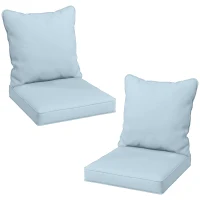 Outsunny Seat Cushion Back Pillows Replacement Set of 2, Patio Chair Cushions Set for Indoor Outdoor, Light Blue(m-11)