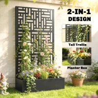 Outsunny Galvanised Raised Garden Bed with Trellis, 71" Tall Metal Planter Box with Privacy Screen and Drainage Holes(m-4)