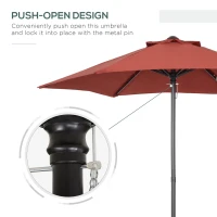 Outsunny 6.6FT Patio Umbrella, Outdoor Parasol with 6 Solid Ribs, Wine Red(m-7)