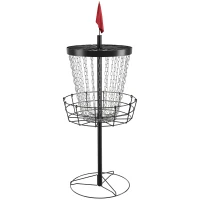 Soozier 24-Chain Portable Practice Basket for Disc Golf Target Stand, Lightweight Basket w/ Carry Bag Black and Silver(m-2)