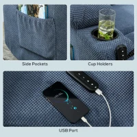 HOMCOM Power Recliner Chair with Massage, Electric Lift Chair for Elderly with Side Pockets, Cup Holders, Remote, Blue(m-10)