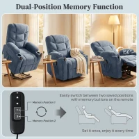 HOMCOM Power Recliner Chair with Massage, Electric Lift Chair for Elderly with Side Pockets, Cup Holders, Remote, Blue(m-5)