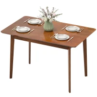 HOMCOM 47.2" Rectangle Dining Table for 4, Mid-Century Modern Kitchen Table with Rubber Wood Legs for Dining Room, Walnut(m-1)