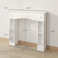 HOMCOM Baroque Fireplace Mantel, Freestanding Fireplace Surround with Leg for Electric Fireplaces, 45.3" W x 39.4" H, White(m-3)