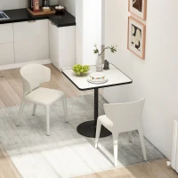 HOMCOM Dining Table for 4, Modern Kitchen Table with Marble Effect Tabletop and Round Base, White(m-7)