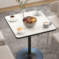HOMCOM Dining Table for 4, Modern Kitchen Table with Marble Effect Tabletop and Round Base, White(m-10)