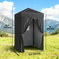 Outsunny 4 x 4 ft Compact Pop Up Canopy Tent, UPF 50+ Changing Room, Portable Instant Privacy Canopy with Mesh Window, Black(m-3)