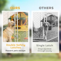 PawHut Heavy Duty Outdoor Dog Kennel with Waterproof Roof, 2 Secure Latches, Chain Link Dog Run for Backyard, 20' x 10' x 7'(m-6)