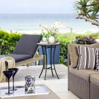 Outsunny Mosaic Patio Table, Round Coffee Table with Metal Frame, Garden Furniture for Outdoor, Poolside, Yellow & Grey(m-1)