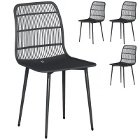 Outsunny Outdoor Dining Chairs Set of 4, Patio Chairs with Slotted Backrest, Black(m-11)