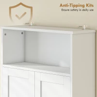 HOMCOM Over the Toilet Storage Cabinet Freestanding Bathroom Organizer with 2 Doors and Open Shelf White(m-9)