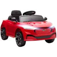Qaba 12V Kids Ride On Car, Licensed Ford Mustang Mach-E Electric Car with Remote Control, LED Light, Music, Red(m-11)
