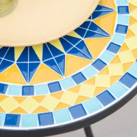 Outsunny Mosaic Patio Table, Round Coffee Table with Metal Frame, Garden Furniture for Outdoor, Poolside, Yellow(m-7)