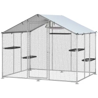 PawHut Large Catio Outdoor Cat Enclosure with Waterproof Cover, Walk-in Cat Patio w/ 5 Adjustable Platforms & Hammock 94.5" W(m-2)