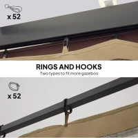 Outsunny Replacement Mosquito Netting for Gazebo 10' x 12' Black Screen Walls for Canopy with Zippers, Khaki(m-7)