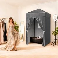 Outsunny 4 x 4 ft Compact Pop Up Canopy Tent, UPF 50+ Changing Room, Portable Instant Privacy Canopy with Mesh Window, Dark Grey(m-10)