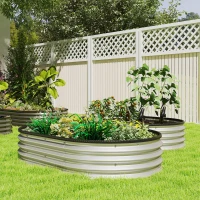 Outsunny 2Pcs Galvanized Raised Garden Bed, 5 x 3 x 1 ft Modular Metal Garden Beds with Rubber Strip Edging, Silver(m-8)