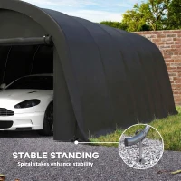 Outsunny 12' x 23.6' Heavy Duty Carport, UPF50+ Portable Garage Car Canopy Tent with Galvanized Frame, Large Door, Dark Gray(m-7)