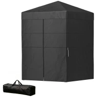 Outsunny 5 x 5 ft Compact Pop Up Canopy Tent, UPF 50+ Changing Room, Portable Instant Privacy Canopy with Mesh Window, Black(m-2)
