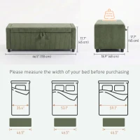 HOMCOM Storage Ottoman, Upholstered Corduroy End of Bed Bench with Thick Padding, Storage Bench for Bedroom, Dark Green(m-3)