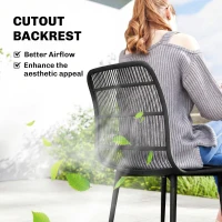 Outsunny Outdoor Dining Chairs Set of 4, Patio Chairs with Slotted Backrest, Black(m-4)