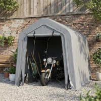 Outsunny 8' x 6' Carport with Sidewalls and Roll-up Door, Outdoor Storage Shelter for Motorcycle and Car, Dark Grey(m-7)