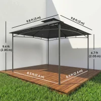 Outsunny 10' x 10' Gazebo, Soft Top Outdoor Gazebo with 2-Tier Roof, Metal Frame, Dark Grey(m-3)