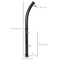 Outsunny Solar Outdoor Shower, 5.3-Gallon Garden Shower with Adjustable Water Temperature up to 140°F, Black(m-3)