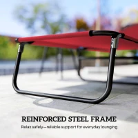 Outsunny Folding Chaise Lounge Pool Chairs, Outdoor Sun Tanning Chairs with 5-Level Reclining Back, Steel Frame for Beach, Yard, Patio, Red(m-7)