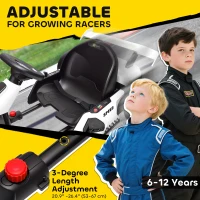 Aosom 24V Electric Go Kart, Battery Powered Kids Drift Kart with Adjustable Seat, Seat Belt, Horn, Music, Light, White(m-5)