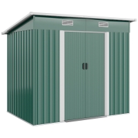 Outsunny 7' x 4' Metal Outdoor Storage Shed, Garden Tool Lockable Shed, Utility Storage Unit, Dark Green