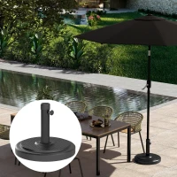Outsunny 48 lbs Patio Umbrella Base Round HDPE Umbrella Base For 1.5" or 1.9" Outdoor Umbrella Poles Φ18.9" x 15.2" H Black(m-7)