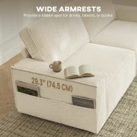 HOMCOM 86" 3 Seater Sofa, Modern Corduroy Upholstered Couch, Beige(m-5)
