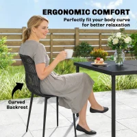 Outsunny Outdoor Dining Chairs Set of 4, Patio Chairs with Slotted Backrest, Black(m-5)