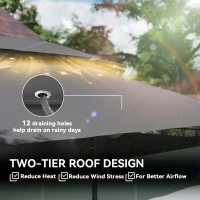 Outsunny 10' x 13' Double Roof Patio Gazebo, Outdoor Gazebo with Curtains, for Garden, Lawn, Backyard and Deck, Grey(m-4)