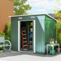 Outsunny 7' x 4' Metal Outdoor Storage Shed, Garden Tool Lockable Shed, Utility Storage Unit, Dark Green(m-2)