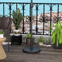 Outsunny 33 lbs Concrete Parasol Base, Heavy Duty Patio Umbrella Stand, 18.3" Round Garden Parasol Holder, Black(m-8)