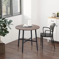 HOMCOM Ф31.5" Dining Room Table, Industrial Style Kitchen Table Round  with Steel Legs, Rustic Brown(m-8)