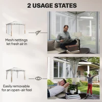 Outsunny 10' x 12' Patio Gazebo, UPF50+ Double Roof Outdoor Gazebo Canopy Shelter with Netting for Backyard, Patio, Cream White(m-5)