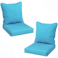 Outsunny Seat Cushion Back Pillows Replacement Set of 2, Patio Chair Cushions Set for Indoor Outdoor, Turquoise(m-11)