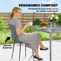 Outsunny Outdoor Dining Chairs Set of 4, Patio Chairs with Slotted Backrest, Grey(m-5)