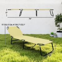 Outsunny Folding Chaise Lounge Pool Chairs, Outdoor Sun Tanning Chairs with 5-Level Reclining Back, Steel Frame for Beach, Yard, Patio, Beige(m-3)