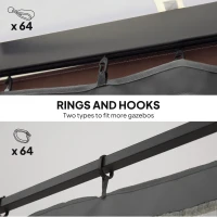 Outsunny Replacement Mosquito Netting for Gazebo 13' x 13' Black Screen Walls for Canopy with Zippers, Dark Grey(m-7)