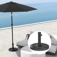 Outsunny 48 lbs Patio Umbrella Base Round HDPE Umbrella Base For 1.5" or 1.9" Outdoor Umbrella Poles Φ18.9" x 15.2" H Black(m-9)
