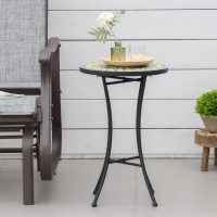 Outsunny Mosaic Patio Table, Round Coffee Table with Metal Frame, Garden Furniture for Outdoor, Poolside, Yellow(m-8)