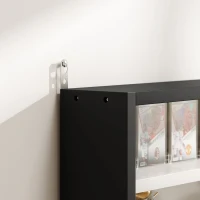 HOMCOM 5-Tier Display Cabinet, Wall-Mounted Display Case with 2 Glass Doors and Adjustable Shelves, Black(m-9)