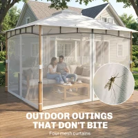 Outsunny 10' x 12' Patio Gazebo, UPF50+ Double Roof Outdoor Gazebo Canopy Shelter with Netting for Backyard, Patio, Cream White(m-6)