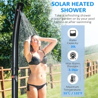 Outsunny Solar Outdoor Shower, 5.3-Gallon Garden Shower with Adjustable Water Temperature up to 140°F, Black(m-4)
